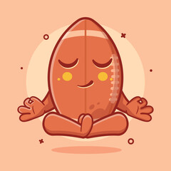 calm rugby ball character mascot with yoga meditation pose isolated cartoon in flat style design - obrazy, fototapety, plakaty