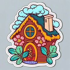 Element of cozy home sticker hand drawn coloring
