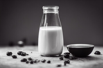 milk bottle on a dark background