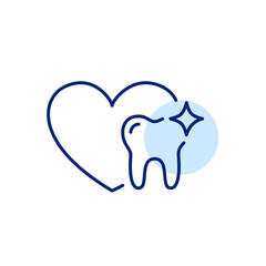 Dental care and medicine. Tooth and heart. Pixel perfect, editable stroke icon