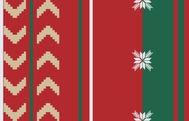 Christmas sweater pattern, red, white, green, cream.