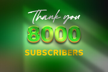 8000 subscribers celebration greeting banner with Candy Design