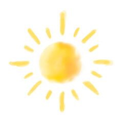 Sun watercolor hand drawn design illustration. 