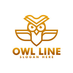 Vector Logo Illustration Owl Gradient Line Art Style.