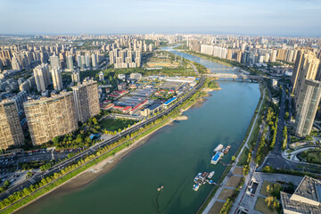 Scenery of Liuyang River Bank in Beichen Delta, Changsha, Hunan, China