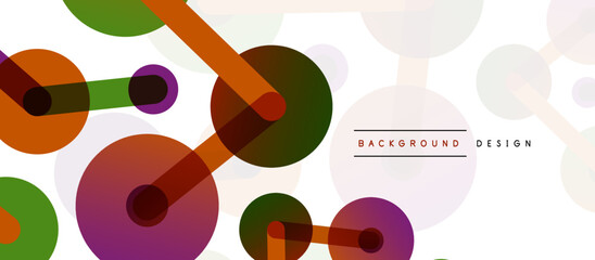 Line points connections geometric abstract background. Circles connected by lines. Trendy techno business template for wallpaper, banner, background or landing