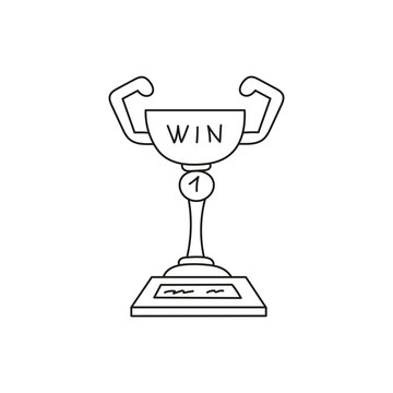 Doodle cup winner attribute win vector illustration.
