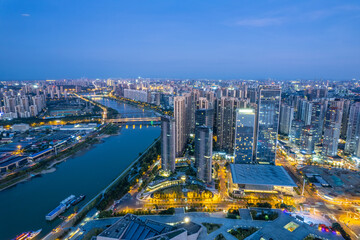 Naklejka premium Night view of Beichen Delta in Changsha, Hunan, China