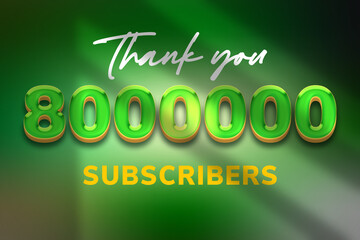 8000000 subscribers celebration greeting banner with Candy Design