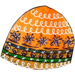 Yellow warm hat, Watercolor Illustration, Hand Drawn yellow warm hat Illustration, Winter