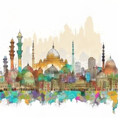 Colorful Hand Drawn Cairo Skyline