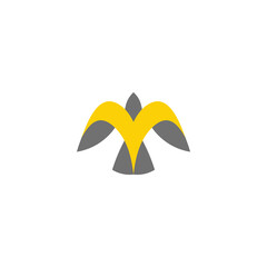 letter m bird shape simple geometric logo vector