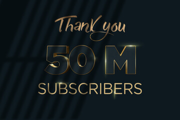 50 Million  subscribers celebration greeting banner with Luxury Design