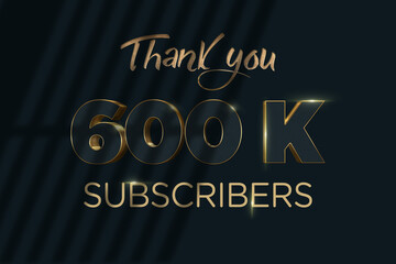 600 K  subscribers celebration greeting banner with Luxury Design
