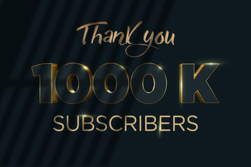 1000 K subscribers celebration greeting banner with Luxury Design
