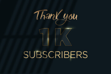 1 K subscribers celebration greeting banner with Luxury Design