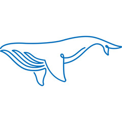 whale continuous line art minimal style vector illustration. Mono lineal design.