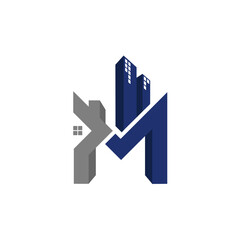 Property residential initial letter P and M logo 