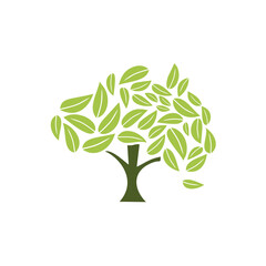 Obraz premium Abstract tree made of hands and leaves. Nature logo, ecology. Icon, symbol