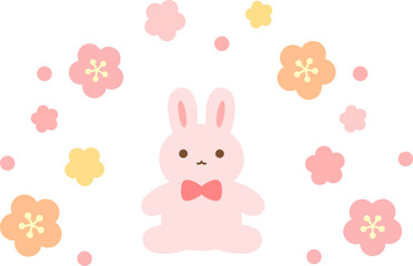 うさぎと梅の花