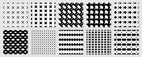 Set geometric seamless patterns. Vector illustration.