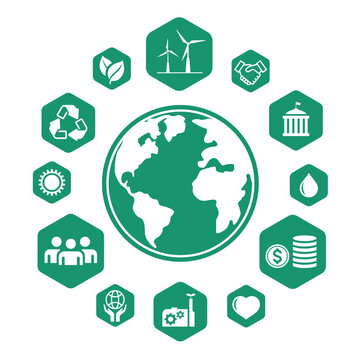 Environment Social Governance, Business green icon set