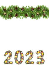 Christmas tree framework and 2023 number