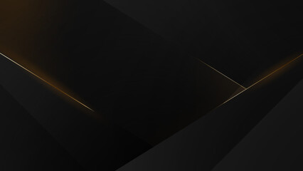 Luxury abstract background with golden lines on black, modern black backdrop concept 3d style. Illustration from vector about modern template deluxe design.