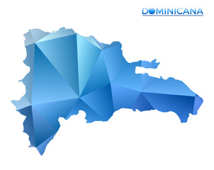 Vector polygonal Dominicana map. Vibrant geometric country in low poly style. Authentic illustration for your infographics. Technology, internet, network concept.