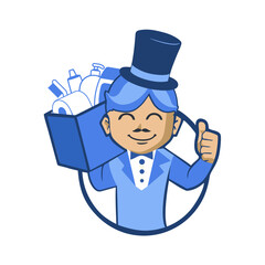 Funny cartoon waiters mascot logo vector