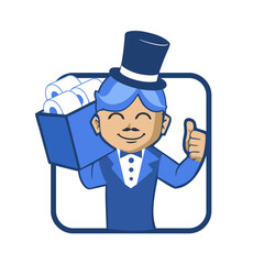 Funny cartoon waiters mascot logo vector