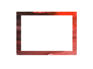 watercolor painting square frame red black abstract hand drawn. png background. asian style.	