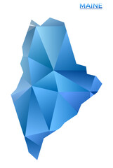 Vector polygonal Maine map. Vibrant geometric US state in low poly style. Amazing illustration for your infographics.