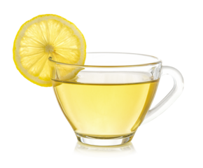 glass of lemon tea on transparent png
