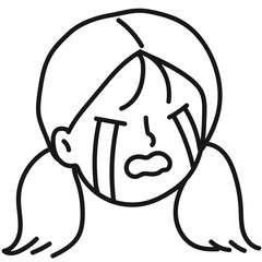 Crying female face vector illustration with black color