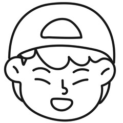 Funny male face vector illustration with black color