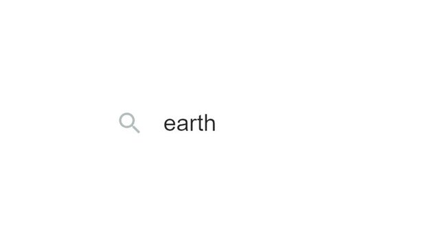Typing text to search celebration of Earth day, search bar, 2d animation