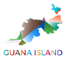 Bright colored Guana Island shape. Multicolor geometric style island logo. Modern trendy design. Awesome vector illustration.