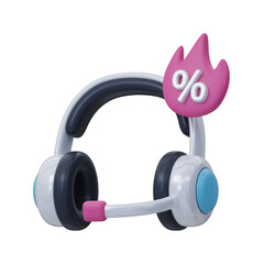 Naklejka premium Hot Headphone Discount 3D Icon