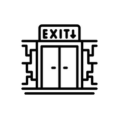 Black line icon for exit 