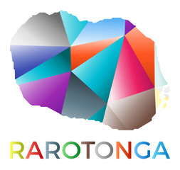 Bright colored Rarotonga shape. Multicolor geometric style island logo. Modern trendy design. Stylish vector illustration.