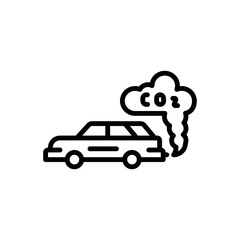 Black line icon for emission