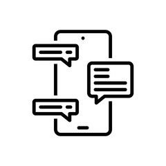 Black line icon for messaging