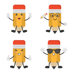 Set pencil cartoon icon vector illustration