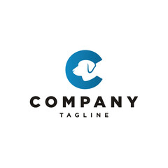 C Letter Initial Dog Head logo template imspiration