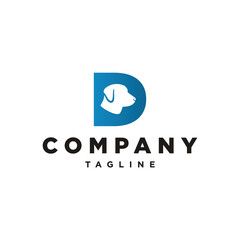 D Letter Initial Dog Head logo template imspiration