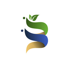 Letter B Eco Leaf Nature Logo design inspiraton, gradation colour combination