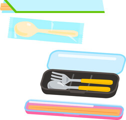 使い捨ての箸とスプーン、携帯用箸とスプーン