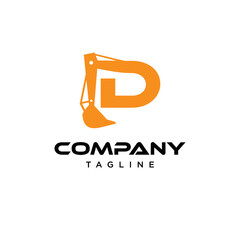 D Letter excavator Vector logo icon vector Template