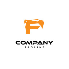 F Letter excavator Vector logo icon vector Template